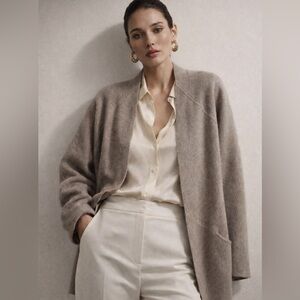 OYUNA Mongolian Cashmere Open Cardigan Sweater One Size Beige Gray Quiet Luxury